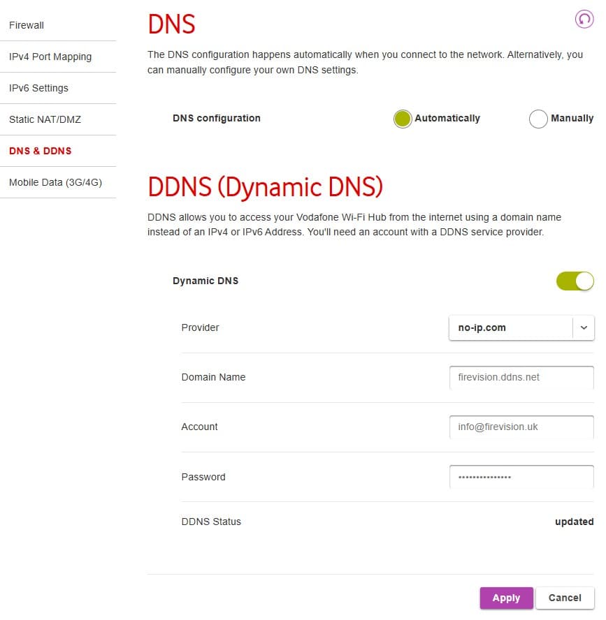 DDNS Settings in Router